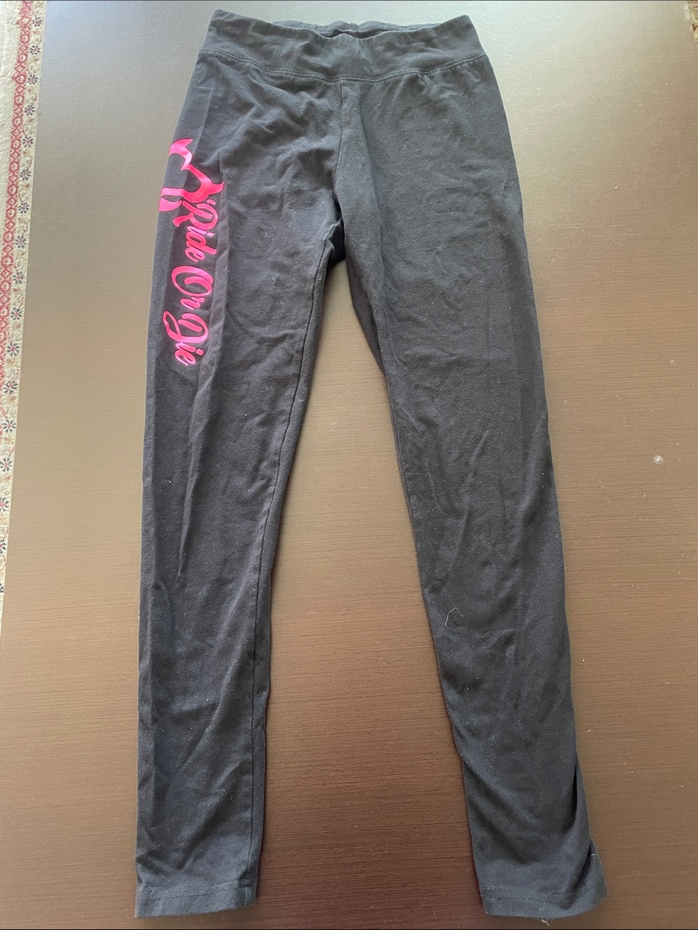 Black Leggings with Pink RIDE OR DIE Side Script